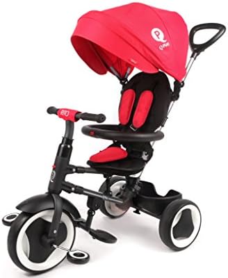 Mondial Toys Folding tricycle pushchair Qplay Ritual 3 in1 with Directional Grab Rail and Sun Canopy Red