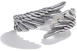 Gionatan Shop Anello Regolabile a forma di ali d'angelo per donne ragazze moda Vintage Punk gotico anelli colore argento antico per feste e regali