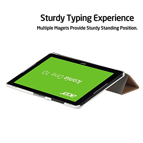 Acer Iconia One 10 B3-A30 Hülle, IVSO Ultra Schlank Superleicht Ständer Slim Leder zubehör Schutzhülle für Acer Iconia One 10 (B3-A30) 25,7 cm (10,1 Zoll HD) Tablet-PC perfekt geeignet (Golden) - 6