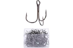 SEIWEI Hameçons triples en acier à haute teneur en carbone, 5 tailles optionnelles, hameçons aiguisés, matériel de pêche en eau douce et salée pour brochet, sandre, perche, lot de 100/50