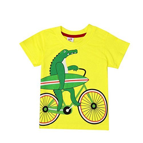 Zolimx Ropa de Bebé Niño Niñas Camisetas de Manga Corta Blusa de Camiseta de Impresión de Dibujos Animados Tractor (Amarillo, 4 años)