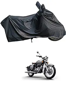 RiderShine Dust & Waterproof Bike Body Cover for Royal Enfield Classic 350 with Double Mirror Pocket Black
