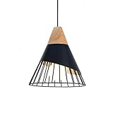 ZAOFAN Lustre Suspension Lampe Aluminium Bois Cage Créatif Cône Moderne Éclairage Blanc Noir IntéRieur IKEA Restaurant Salon Chambre Étude Entrance Luminaire Applique, black, 25CM