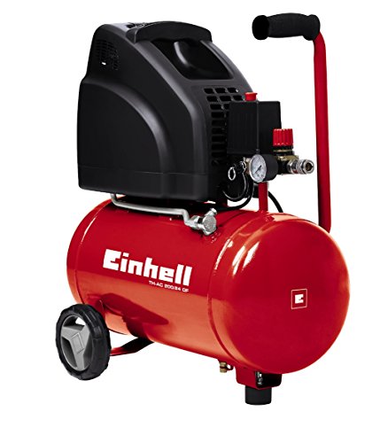 Einhell Kompressor TH-AC 200/24 OF (1,1 kW, 24 L, Ansaugleistung 140 l / min, 8 bar, ölfrei, große Räder und...