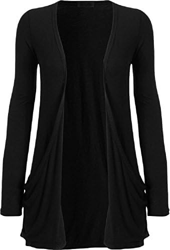 SADI FASHION New Ladies Womens Long Sleeves Plus Size Boyfriend Cardigan Top UK 8-24 (XXXL (UK 22/24), Black)
