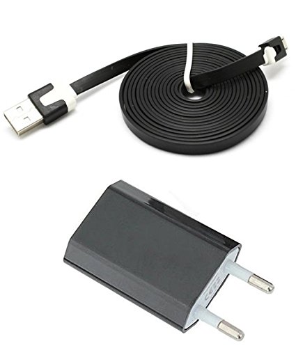 Reido® Noodle (Schwarz) 2in1 Set Adapter + USB Datenkabel für Samsung SM-G900F Galaxy S5 Galaxy S7 S4 S3 S2 S6 S5 S6edge (Nudel-Flachkabel) Samsung Galaxy S6 S5 S7edge Galaxy S4 S5 I9300 I9505 S4mini S2 i9100 I9300 Galaxy S4 Galaxy S3 S3Mini S5mini Galaxy S3mini / S 4S4mini / S5 S5mini I9505 Galaxy S4 I9300 Galaxy I9100 I8190 I9500 Micro-USB Ladegerät Ladekabel Netzteil (kein Original) (2in1 Noodle Schwarz Adapter+Kabel)