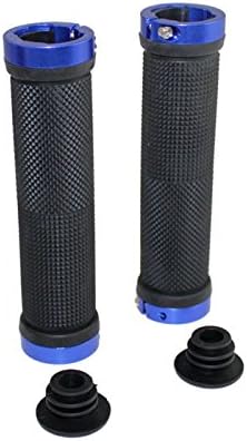 Double Lock On Locking Handlebar Grips for Cycle Bicycle MTB Mountain Bike BMX Folding Bike (Blue)