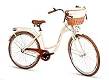 LED-Beleuchtung Goetze Colours 28 Zoll Damen Citybike Stadtrad Damenfahrrad Damenrad Hollandrad Retro-Design Korb Hinterradbremse LED-Beleuchtung Beige-Braun