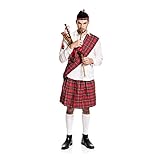 Kostümplanet® Schotten-Kostüm Herren Kilt + Mütze + Schärpe Schotte Faschings-Kostüm große Größe 48/50