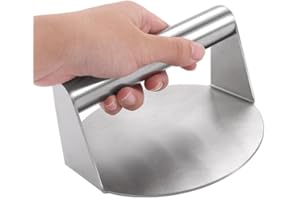 Nlmayt Smash Burger Press, Heavy-Duty Burger Press Non-Stick, 5.51in Stainless Steel Cookie Presses, Round Burger Smasher Bacon Press Grill Press for BBQ/Steak/Sandwich, Silver