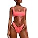 Produktbild Jaminy Zweiteilig Bauchweg Bademode Push up Badebekleidung Badeanzüge Bikini Set Zweiteilige Strandkleidung Bandeau Strandmode (Rosa, M)