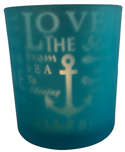 khevga Windlicht aus Glas maritime Deko in blau 3er Set - 6