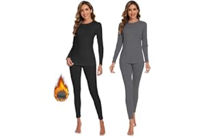 YADIFEN 2er Damen Thermounterwäsche Set Atmungsaktiv Damen Winter Warme Unterwäsche Skiunterwäsche Damen, Winter Thermo Base Layer für Alltag, Skifahren, Wandern, Joggen,Sport