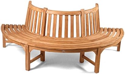 HGG Half Tree Bench - Tree Seats - Teak Garden Furniture - Fully Assembled Garden Furniture - Outdoor Patio Solid Wood Garden Furniture