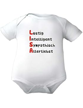 Body Baby mit Druck des NAMENS und den EIGENSCHAFTEN des Kindes / Kurzarmbody Mädchen Motiv Jungen