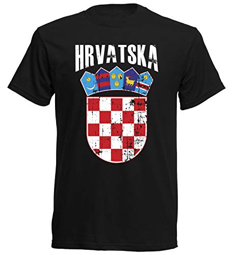 T-Shirt Kroatien WM 2018 TS SC Vintage Destroy Wappen D01 (M)