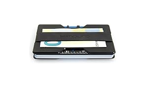 Premium Kreditkartenetui aus stabilem Aluminium mit Geldklammer - RFID & NFC Schutz - für bis zu 16 Scheckkarten - mit 2 Größen-Bänder inklusive - Geldbörse / Portemonee für Minimalisten