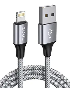 Zoul Nylon Braided USB Data Sync & Charging Cable Compatible for iPhones, iPad Air, iPad Mini (1M, Grey)