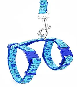 KUTKUT H Style Adjustable Escape Proof Harness and Leash with Floral Patterns for Small Cats, Puppy / Kitten Outdoor Walking (Adjustable Neck Girth 21-33 cm & Adjustable Chest Girth 26-43 cm)