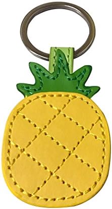 Leather Yellow Pineapple Keychain Purse Charm Bag Car Cell Phone Decor Pendant Ornament, Stocking Stuffer, Gifts for Her