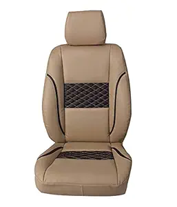 Hi Art Leatherette Custom Fit Car Seat Covers Compatible with Honda Amaze (2012-2017), Beige and Black