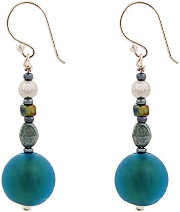 Amanti Venezia Frosted Teal Murano Glass Beaded Earrings