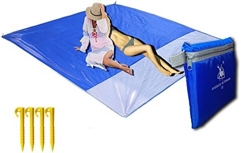 HaoMA Pocket Outdoor Picnic Sports Camping Travelling and Sand Beach Play Blankets Sheet Waterproof Damp-proof and no Sand Perfect Oxford Cloth Large Size Mat (79 x 79 inches) for 4-6 People (Blue)