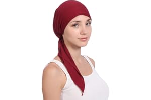 YJZQ Crystal Pleated Chemo Hat Stretchy Turban Cap Vintage Silky Turbans Bonnet Long Hair Head Scarf Elastic Head Wrap Hat for Cancer Patients, Alopecia Hair Loss