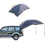 Habitación extendida: Este toldo para auto y remolque proporcionó un área sombreada para cocinar, comer y pasar el rato. Lo suficientemente espacioso para un par de bicicletas y 3 o 4 personas.