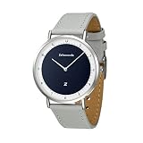 Zeitenwende Herren-Uhr Klassik-Serie blau/Zweilagiges italienisches Leder-Armband in grau/Schweizer Uhrwerk