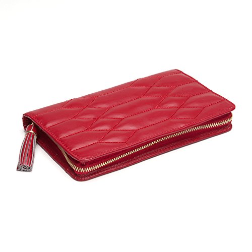 WOLF Caroline Jewelry Portfolio, Leather, Red, 5x8.5x1.25