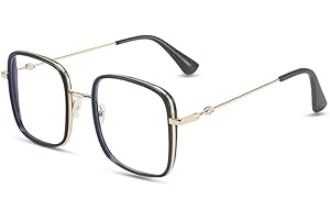 AOOLIA Quadrat Blaulichtfilter Brille für Damen Herren, Retro Frame Ohne Stärke Brille Computer Anti-Blaulicht Brillen
