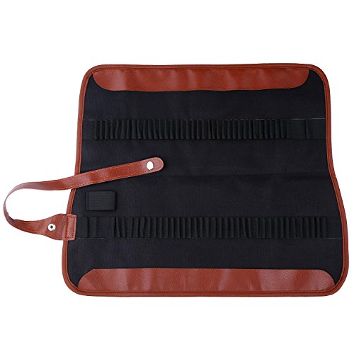 Cobee Federmäppchen Stiftrolle Rollmäppchen mit 72 Löchern Leder Mäppchen Pencilcase Stiftsammler für Buntstifte Bleistifte Schule Kunst - 2