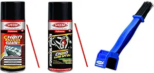 Sheeba Chain Lube n Care Kit Combo Pack with Chain Lube Lubrication Spray 160 ml, Chain Metal Parts Cleaner Spray 160 ml and Sheeba Chain Cleaner Cleaning Brush