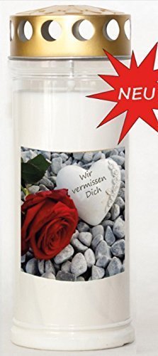 20 Kerzen x St. Jakob’s Wochenbrenner mit Golddeckel 7 Tage und Steine mit Rose Motiv