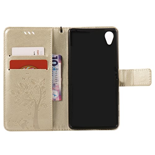 Nancen Tasche Hülle für Sony Xperia X Flip Schutzhülle Zubehör Lederhülle mit Silikon Back Cover PU Leder Handytasche im Bookstyle Stand Funktion Kartenfächer Magnet Etui Schale - 3
