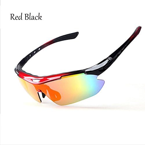 HflSm Zj-Riding Glasses Five Pairs Of Lenses Outdoor Sports Windproof Mirror Sunglasses Polarizer, red Black