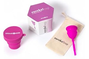 Eureka! Cup - Copa Menstrual Vaciable con Esterilizador Plegable | Silicona Médica Reutilizable | Alternativa Cómoda y Ecológica a Tampones | 3 Tallas (Mediana)
