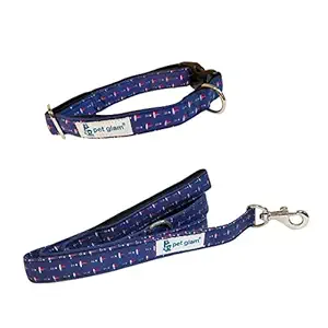Pet Glam Hudson Bay Dog Collar Leash Set -for Indies Beagles Pugs Terriers Shih tzu Matching Collars Leash Set for Dogs