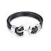 Produktbild LDUDU® Herren Amband Kunstleder Armreif Schmuck mit Edelstahl-Anker Geschenk für Valentinstag, Geburtstag, Weinachten, Schwarz