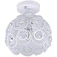 Moroccan Style Crystal Ceiling Light Shade Ball Ceiling Lampshade Iron Metal Jewelled Lamp Shade for Living Room, Bedroom and Bathroom (White)