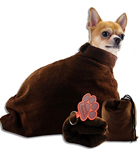 Preisvergleich Produktbild Cucaroot Trockenbeutel / Handtuch, zur Pflege von Haustieren geeignet, Schnelltrocknende und Wasserabweisende Mikrofaser, mit Reißverschluss, Braun