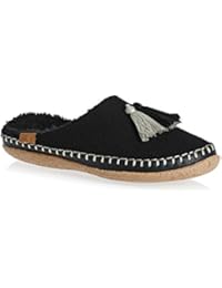 Toms Women's Ivy Women's Black Wool Slippers Tassels