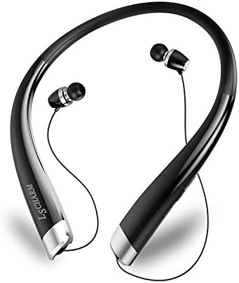 Bluetooth Headphones, MAOKOT Neckband Headphone Wireless Bluetooth Sport Earphones with Retractable Earbuds, Sweatproof Noise Cancelling Stereo Earphones with Mic for iphone, Android and Bluetooth Enables Devices (Black)