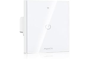 Maxcio Interruptor Luz WiFi, Interruptor Inteligente 1 Vía Compatible con Alexa/Google Home, Control de Voz, Control de APP y Función de Temporizador, Neutral Requerido