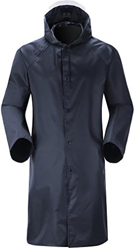 WTUS Mens Waterproof Hooded Lightweight Long Outdoor Rain Coat biue