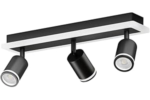 ‎LVWIT LVWIT Deckenleuchte GU10 3 Flammig Schwarz Deckenstrahler Schwenkbar Deckenlampe Strahler Deckenspot, Modern Spot Lampe Wandstrahler Schwarz für Küche Wohnzimmer Schlafzimmer (Ohne Leuchtmittel)
