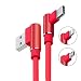 Produktbild Micro USB Ladekabel übertragen Starkes 90 Grad Stecker Kabel 1M für ZTE Tempo X / V870 / Voyage 4 / 4s / Warp 7 / ZFive 2 4G / L 4G / ZMax Champ / ZMax Grand 4G / Sonata 3 / Atrium / Maven 2 - Rot