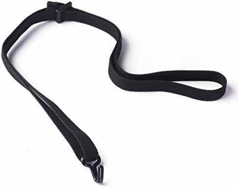 Solid Color Cotton Ukulele Strap, Adjustable Neck Sling for Ukulele with Sound Hole Hook - Black