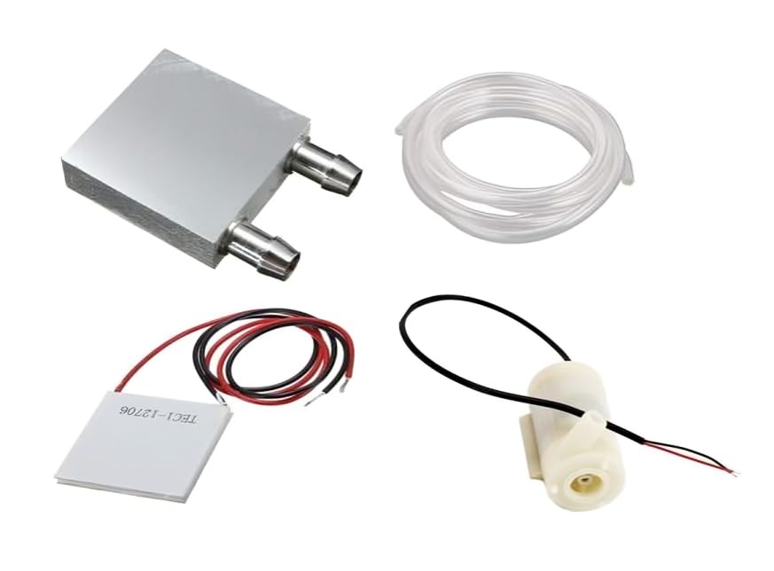 SP Electron Combo Of Peltier Aluminum Water Cooling Block, 12706 Peltier Module, PVC Tube Clear Flexible Pipe & 3V - 12V DC Submersible Pump